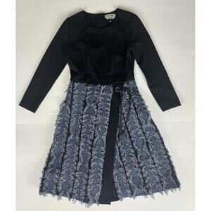 Sportmax Black & Blue Frayed Ruched Women's Dress Size Small